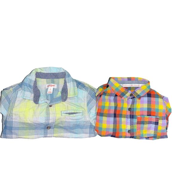 Lot Of 2 Cat And Jack Boys Long Sleeve Cotton Plaid Shirts 3-T - Picture 14 of 14